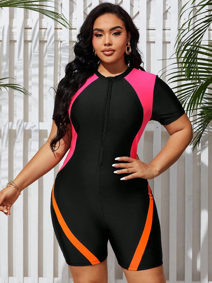 Swim Lushoire 1pc Plus Size One-Piece Swimsuit, Casual & Stylish For Everyday Wear For Summer Beach Vacation