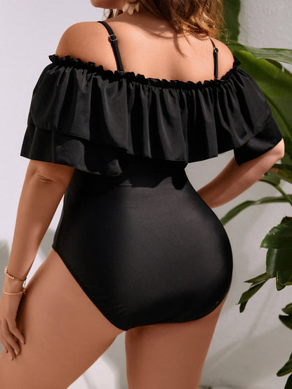 Swim Lushoire 2026 Brown New Style Ruffle Trim Plus Size One-Piece Swimsuit Beach Summer Sexy