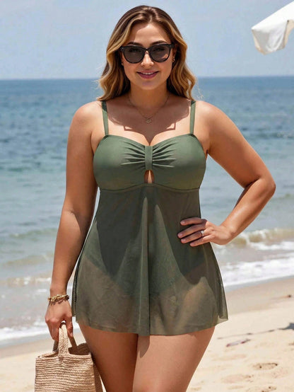 Swim Lushoire 2026 New Summer Vacation Plus Size Women's Casual Eleganza Camisole One-Piece Swimsuit Beach Vacation