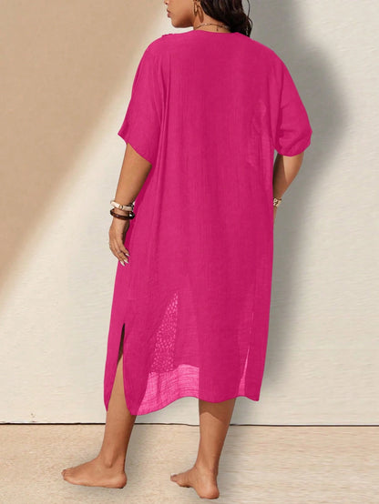 Swim Lushoire Plus Size Women Crochet Knit Cover Up Dress For Vacation