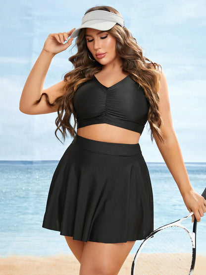 Swim Lushoire Summer Beach Plus High Waist Skort With Phone Pocket