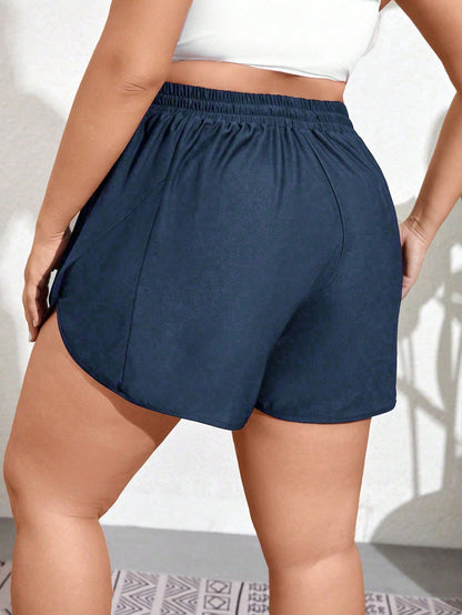 Swim Lushoire Summer Beach Plus Size Drawstring Waist Swim Bottoms