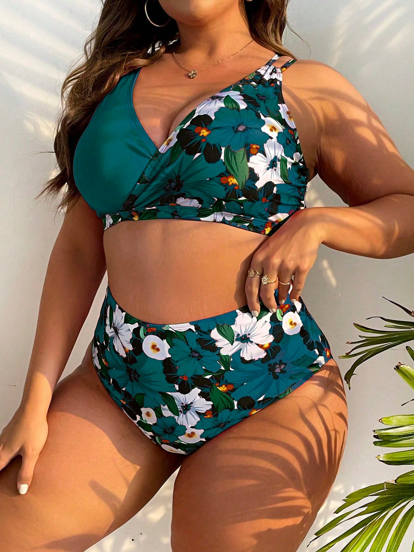 Swim Lushoire Summer Beach Plus Size Floral Print Bikini Set