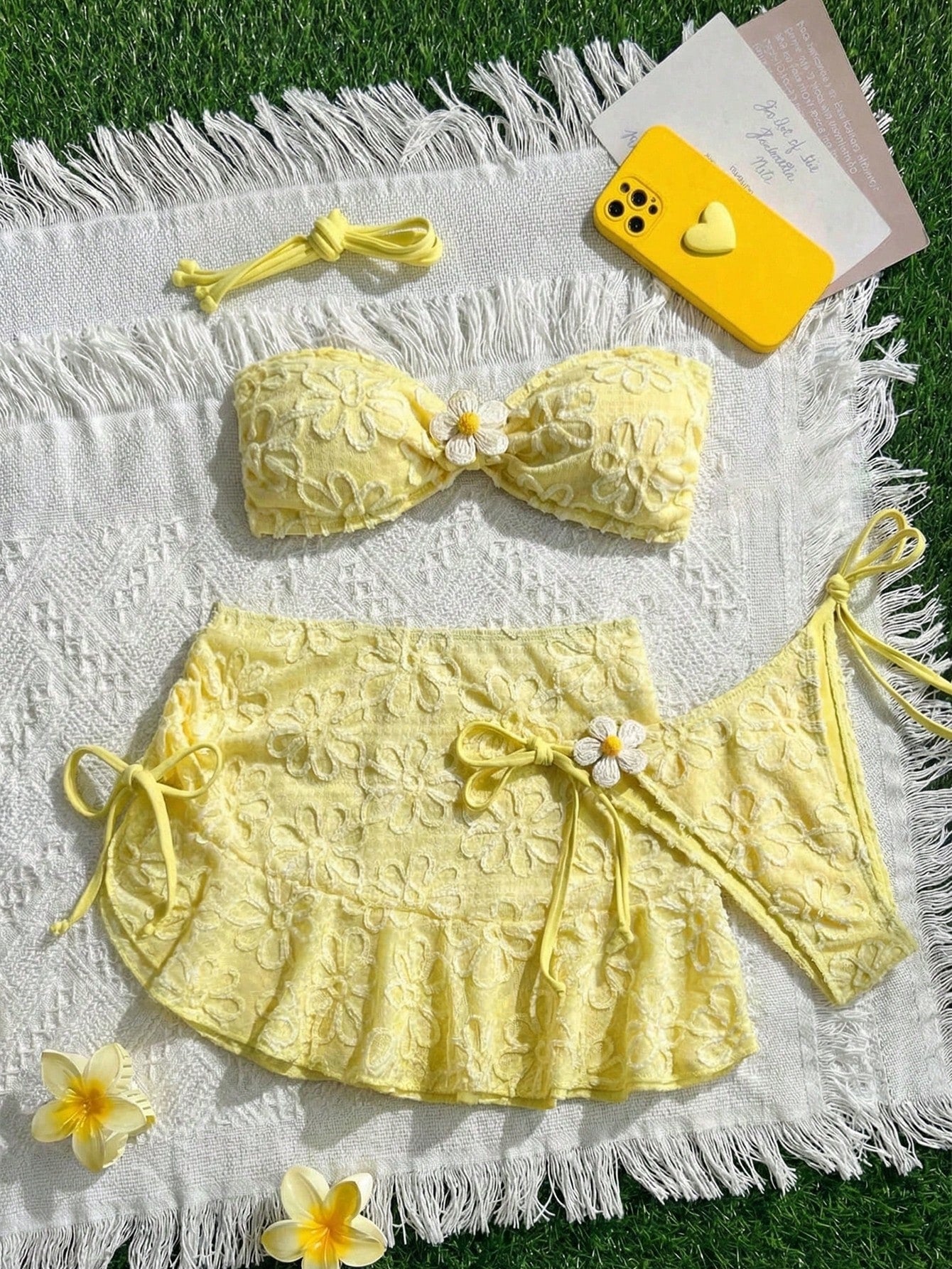 Swim Mod 2026 New Plus Size Mod Cute 3 PiecesBikini Set, Summer Beach Plus Size Swimwear For Women, European And American Cross-Border