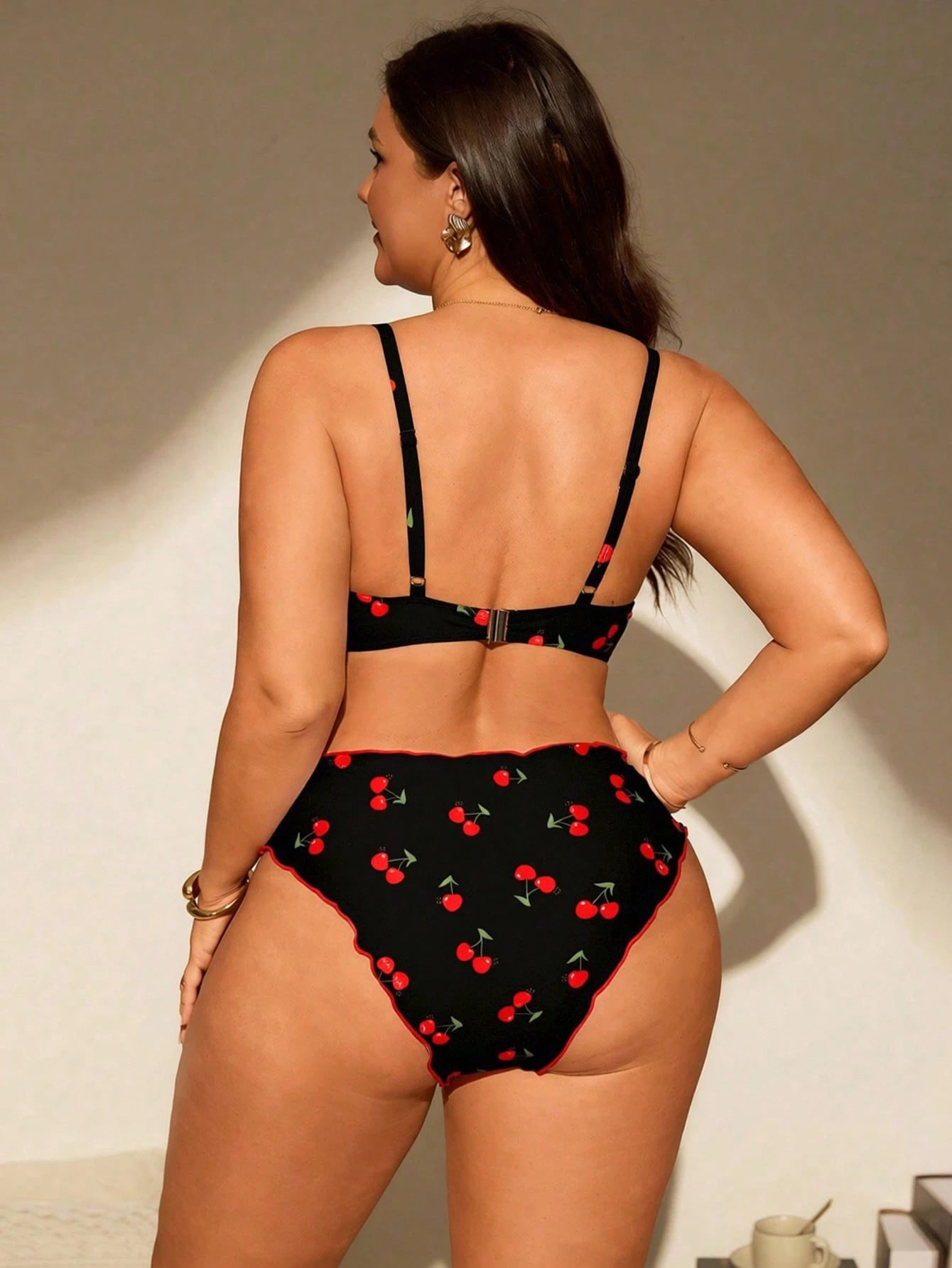 Swim Mod Plus Size Women 2pcs Random Print Padded Tankini Swimwear Set