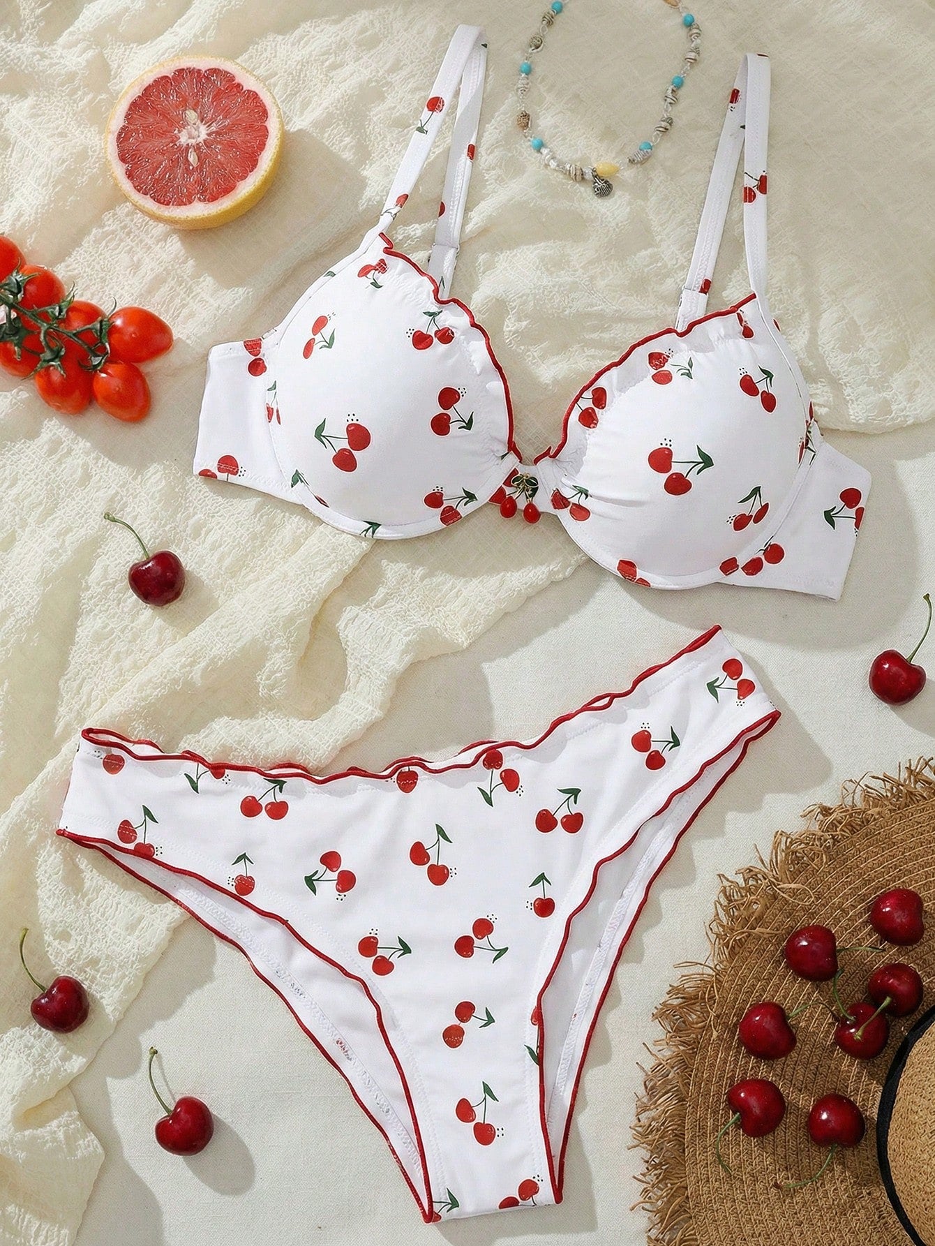 Swim Mod Plus Size Women 2pcs Random Print Padded Tankini Swimwear Set