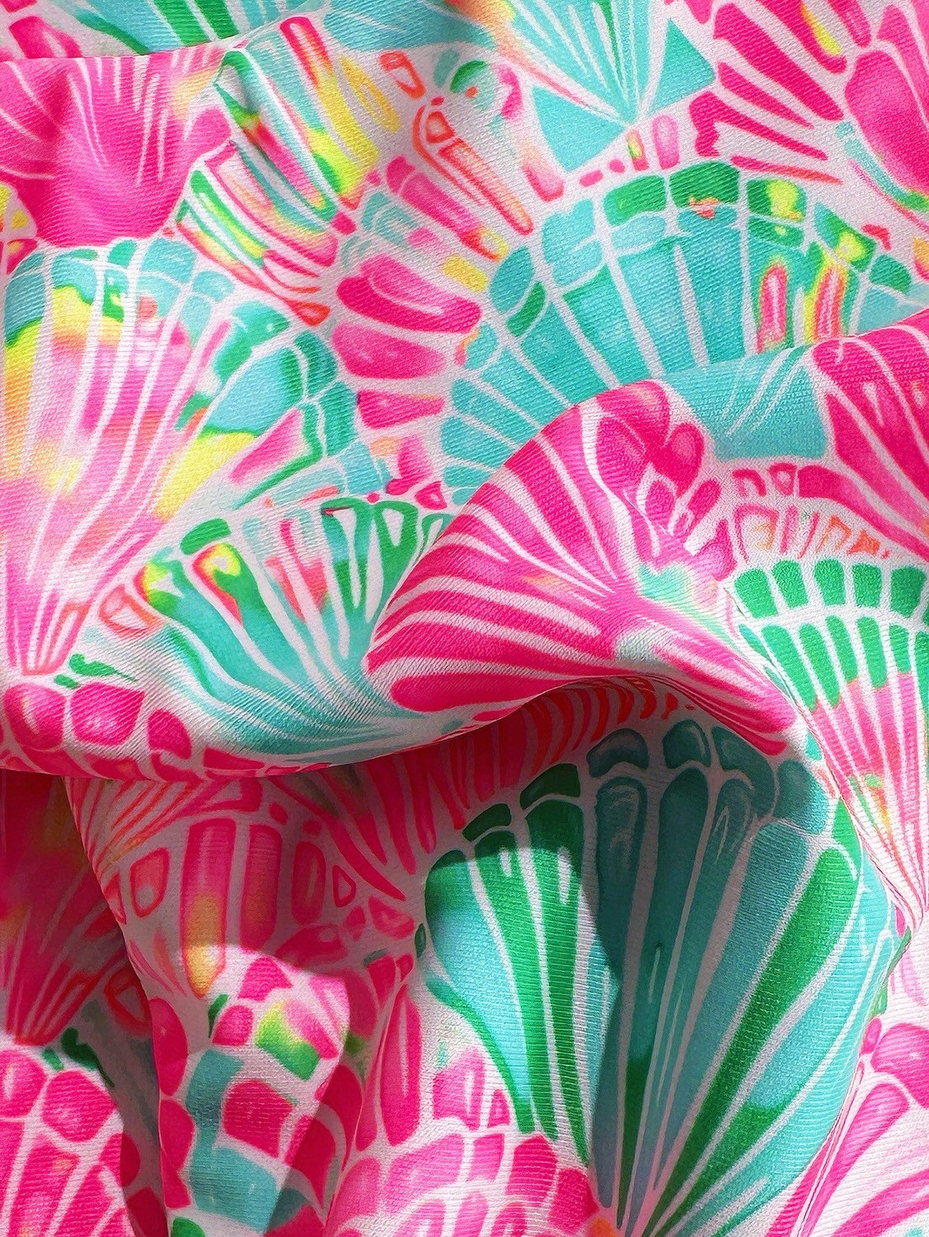 Swim Mod Sexy Halter Triangle Top Shell Decor One Piece Swimwear, Random Tropical Print, Summer Holiday