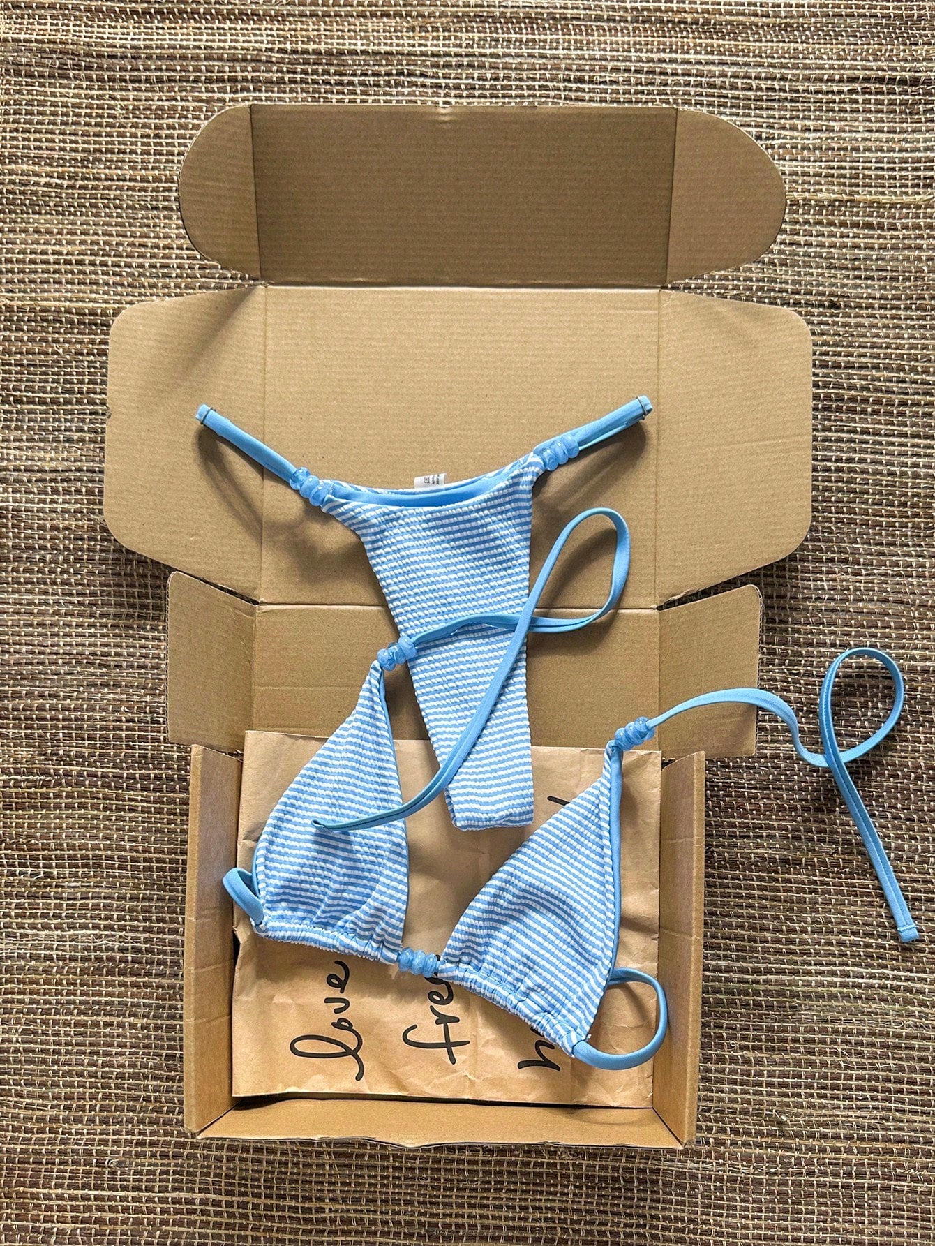 Swim Mod Women Brown And Blue Polka Dot Halter Tie Two Pieces Bikini Swimwear Bikini Set,90s Light Blue Bathing Suit Sets,Summer,Beach Party,Holiday,Holiday