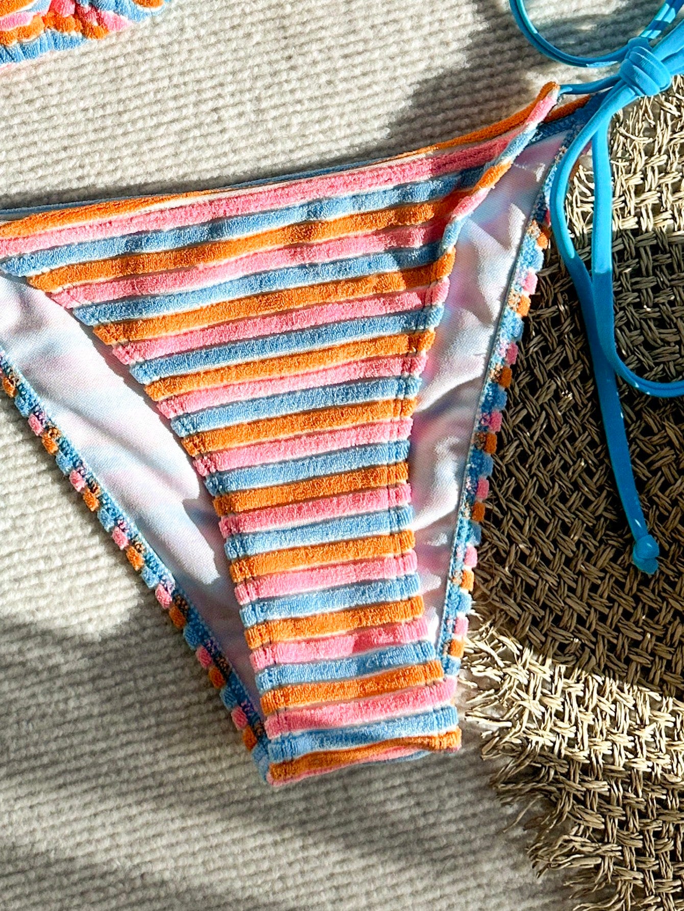 Swim Mod Women's Contrast Color Halter Tie Swimsuit Set