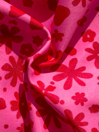 Swim Mod Women's Sweet Pink Floral Print Reversible Halter Bikini Set