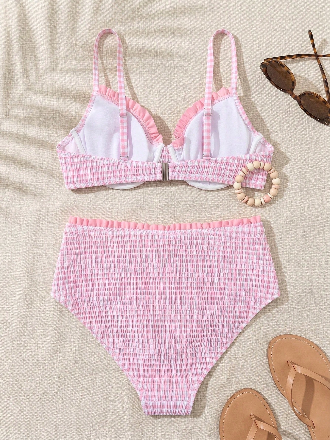 Swim Mod Women's Sweet Spring/Summer V-Neck Spaghetti Strap Fruit Print Plus Size Beach Vacation Swimsuit Set