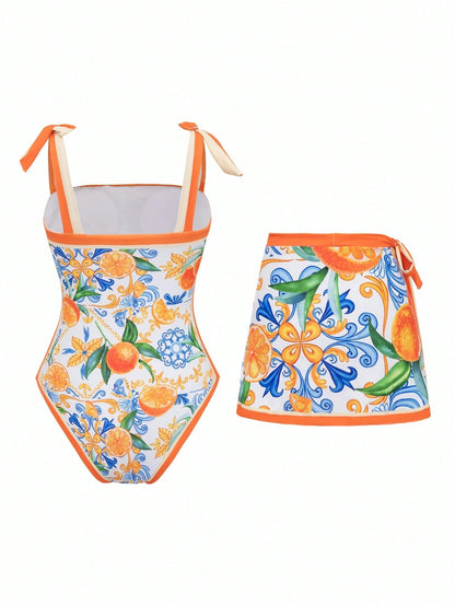Swim Oasis 2026 New Summer Fruit Print Minimalist Plus Size One-Piece Swimsuit Set