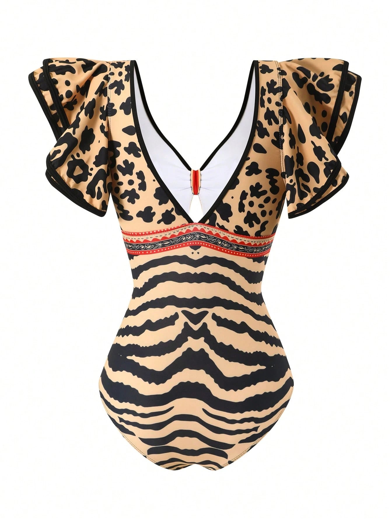 Swim Oasis 2026 Spring/Summer New Women's Plus Size Fashion Sexy Digital Print Design Shoulder Strap One-Piece Swimsuit + Skirt Beachwear