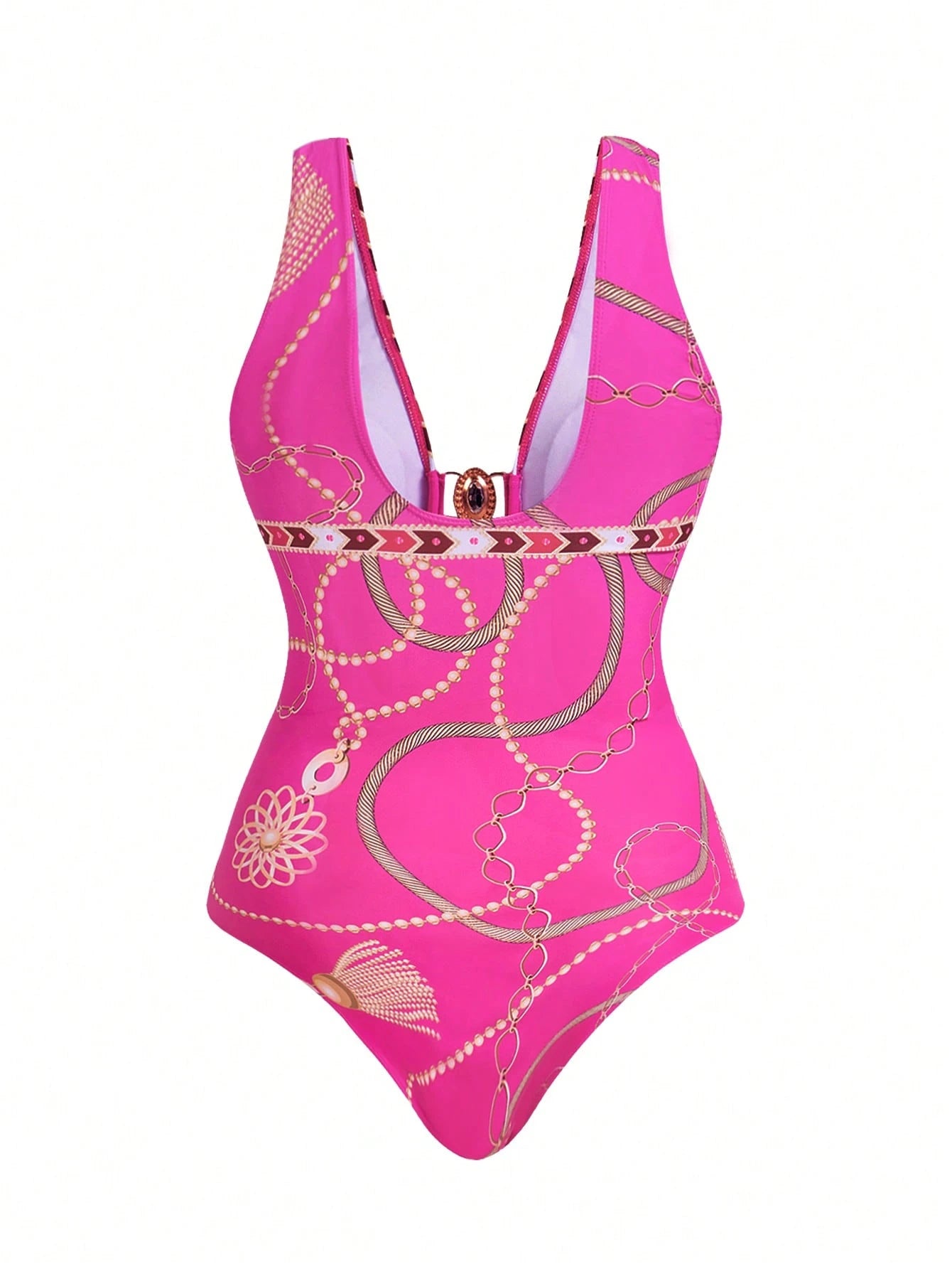 Swim Oasis 2pcs Plus Size Women Digitally Printed Sleeveless Swimsuit Set With One-Piece Tie-Front Mini Skirt, Suitable For Beach And Vacation For Summer