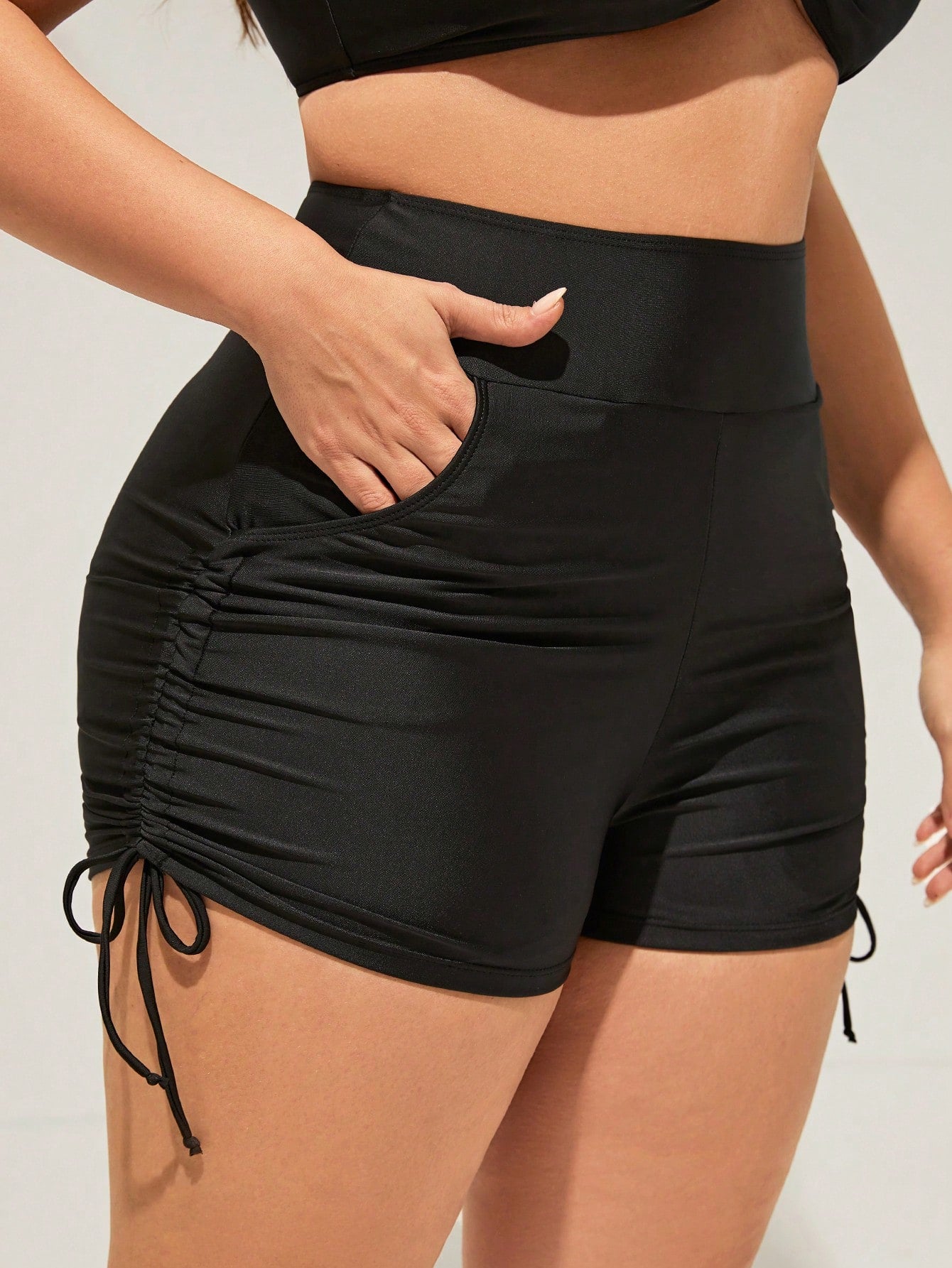 Swim SPRTY Summer Beach Plus Drawstring Side Bikini Bottom