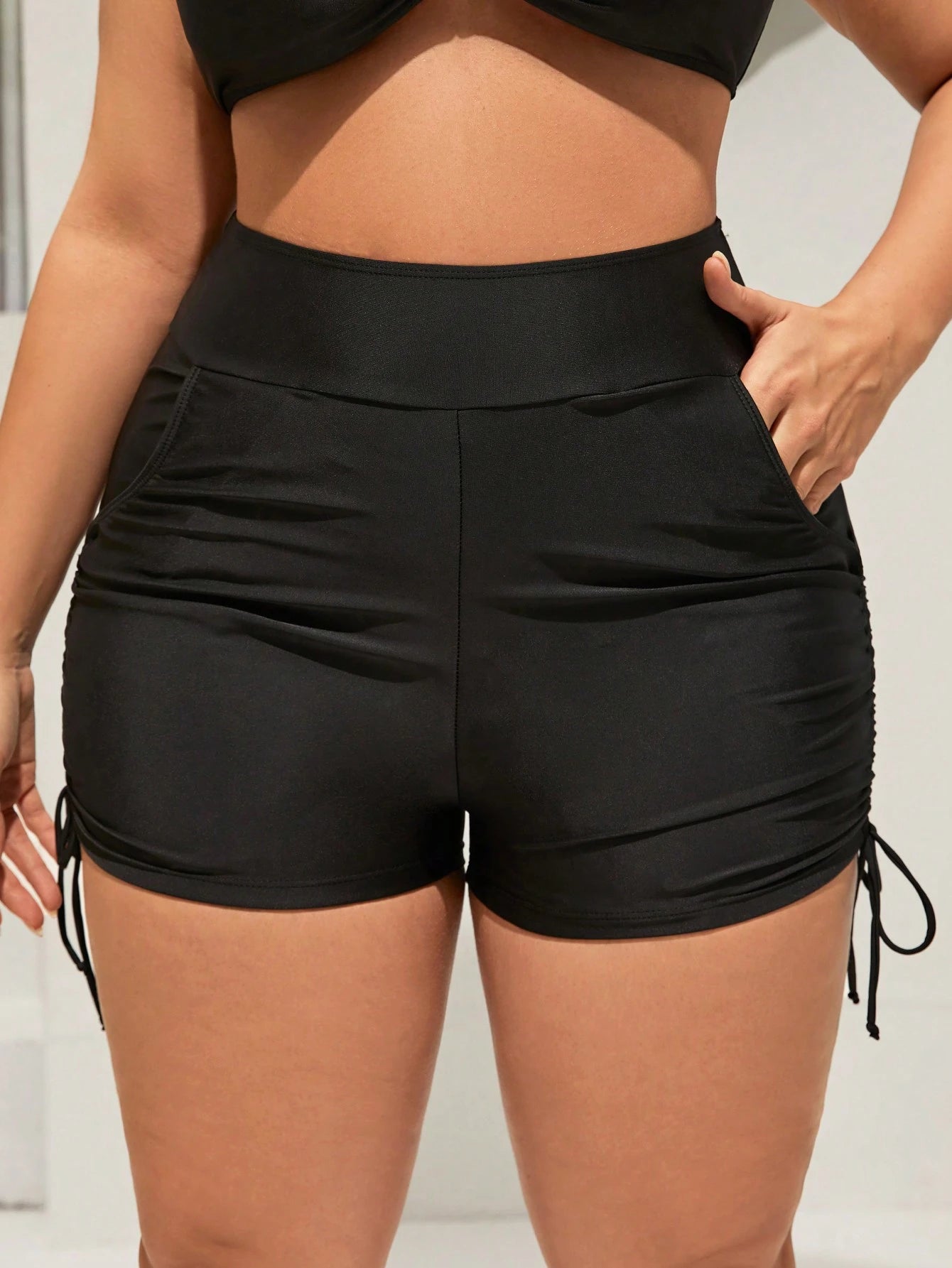 Swim SPRTY Summer Beach Plus Drawstring Side Bikini Bottom