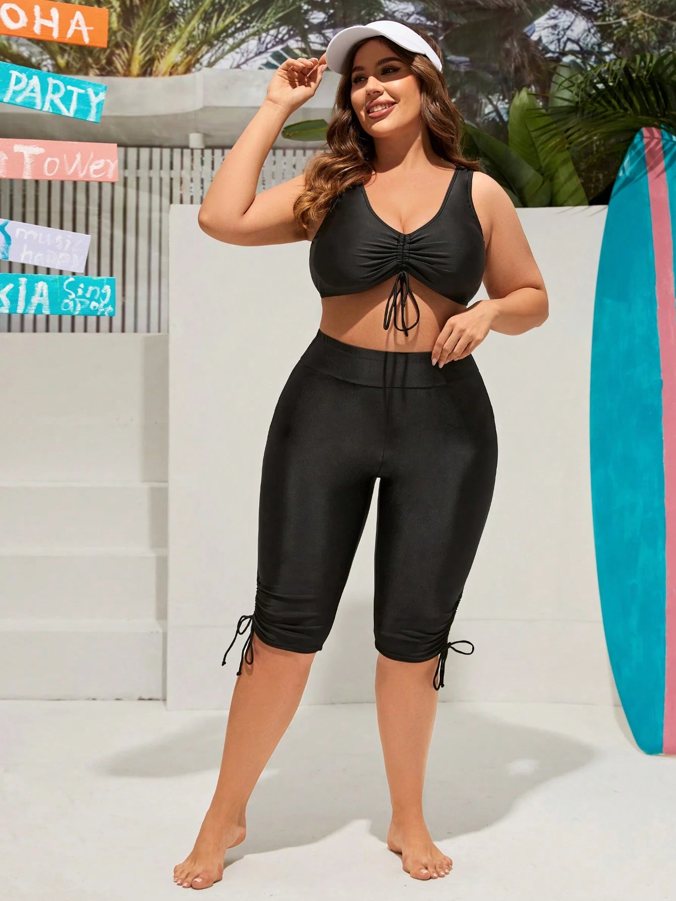 Swim SPRTY Summer Beach Plus Drawstring Side Bikini Bottom