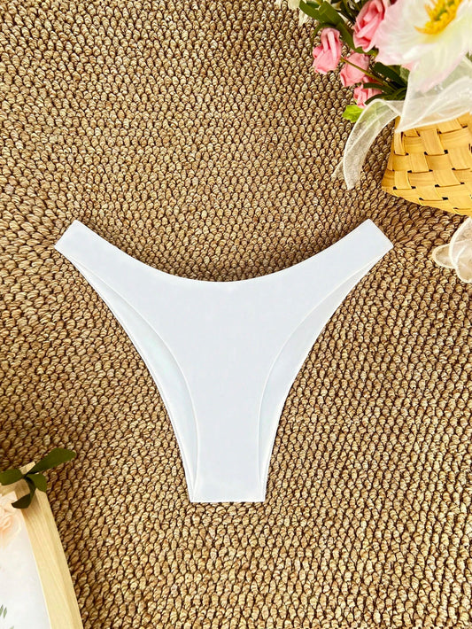 Swim Summer Beach Plain Cheeky Bikini Bottom