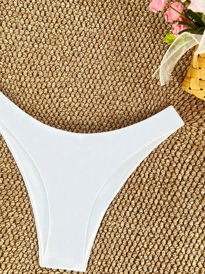 Swim Summer Beach Plain Cheeky Bikini Bottom