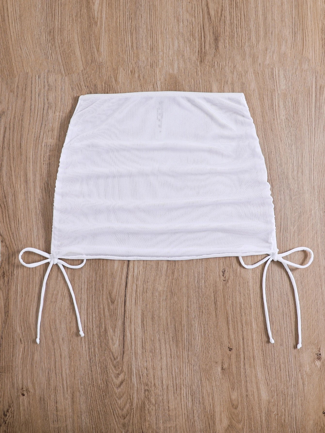 Swim SXY Summer Beach Solid Ruched Mesh Cover Up Skirt Without Bikini