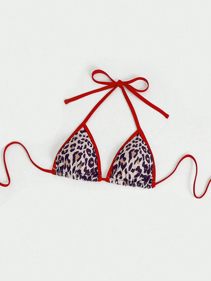 Swim SXY Women's Casual Vacation Leopard Print Bikini Top