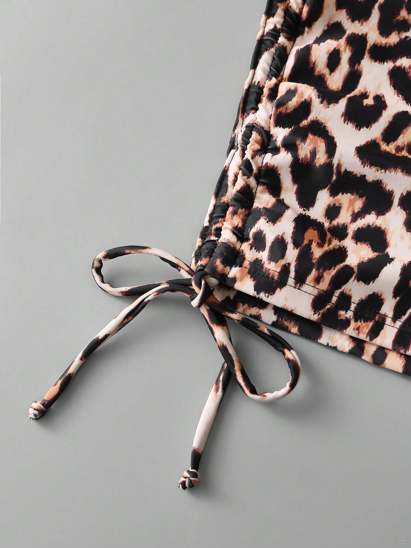 Swim Vcay 3pcs Plus Size Women Black & White Leopard Print High Waist Bottoms, Simple Vacation Swimwear For Summer
