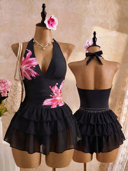 Swim Vcay Plus Size Women 2-Piece Random Print Casual Swimsuit Set