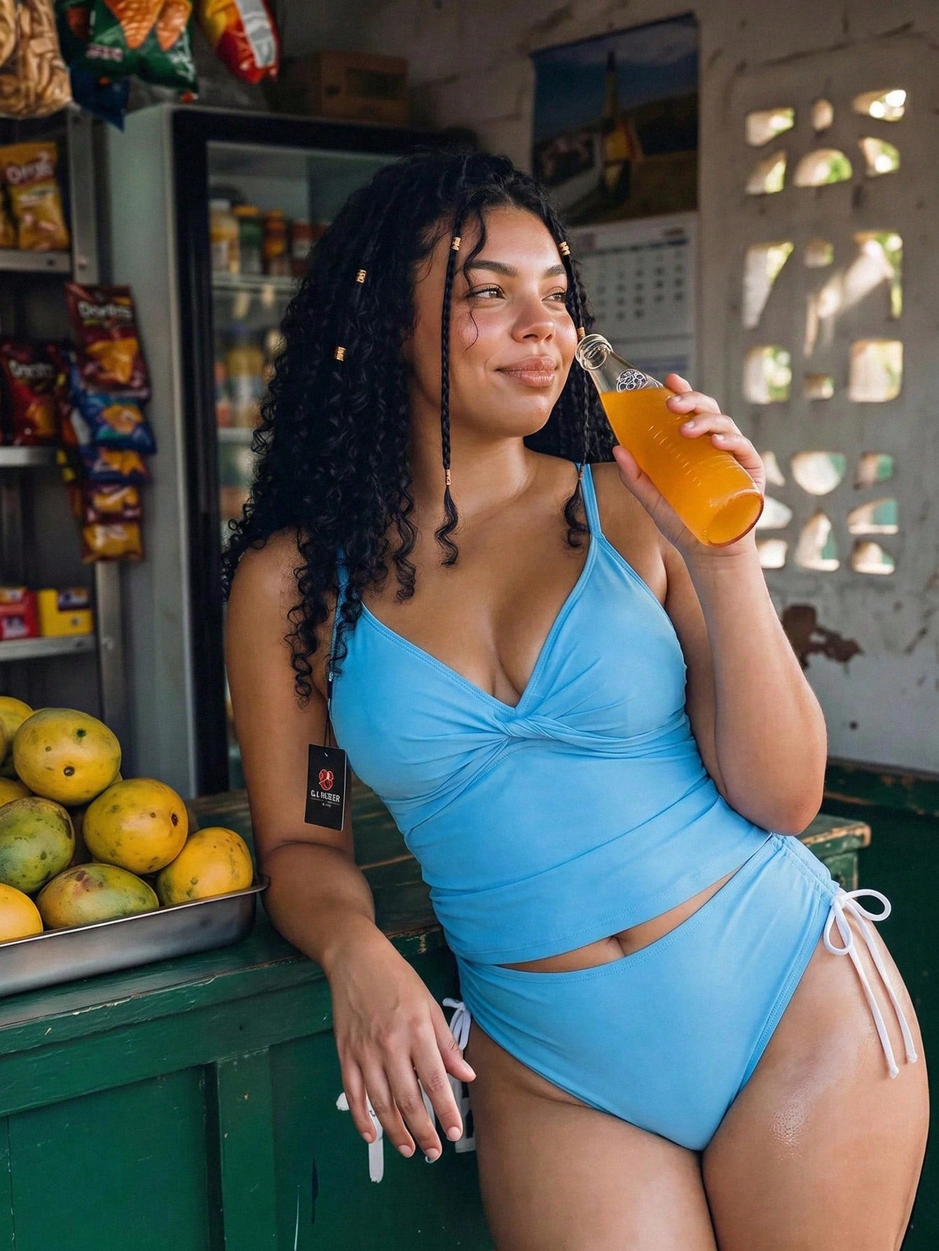 Swim Vcay Plus Size Women 2-Piece Random Print Casual Tank Style Swimsuit