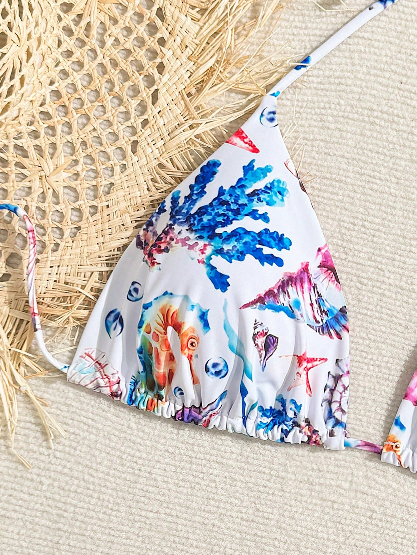Swim Vcay Plus Size Women Plant Printed Sexy Halter Necktop, Summer Beach