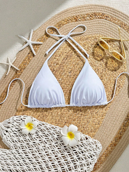 Swim Vcay Plus Size Women Plant Printed Sexy Halter Necktop, Summer Beach
