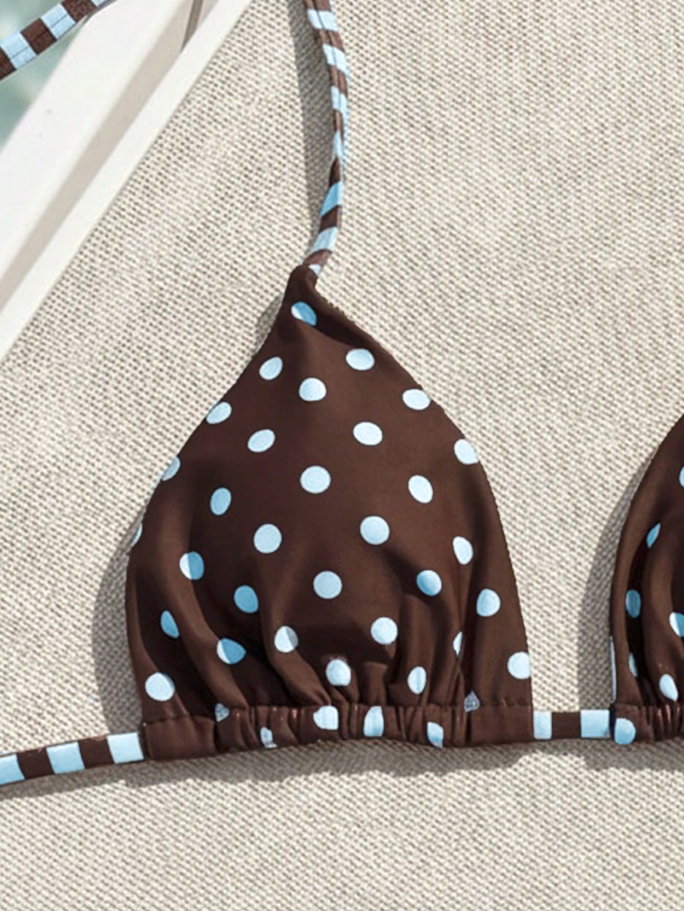 Swim Vcay Women's Swimsuit Top Beachwear Reversible Polka Dot & Striped Triangle Bikini Top