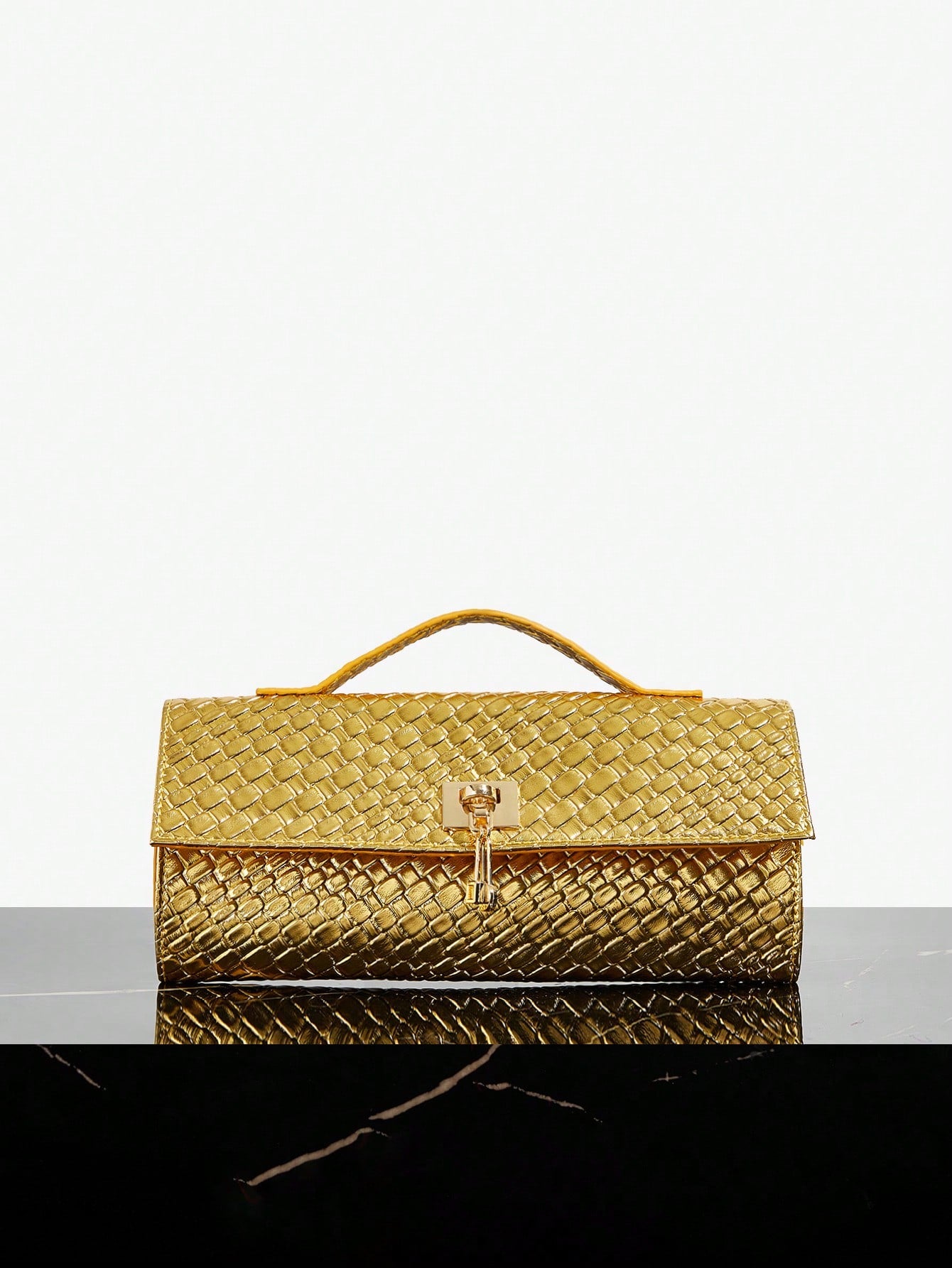 SXY Ladies, Women Top Handle Bag, Woven Bag, Fashionable, Simple, Elegant, Versatile, Classic, Gold, For Classic, Commute, Office, Date, Daily, Shopping, Afternoon Tea, Party, Prom, Club, Date