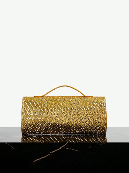SXY Ladies, Women Top Handle Bag, Woven Bag, Fashionable, Simple, Elegant, Versatile, Classic, Gold, For Classic, Commute, Office, Date, Daily, Shopping, Afternoon Tea, Party, Prom, Club, Date