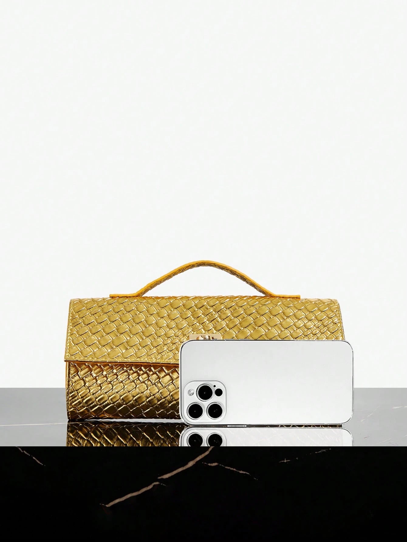 SXY Ladies, Women Top Handle Bag, Woven Bag, Fashionable, Simple, Elegant, Versatile, Classic, Gold, For Classic, Commute, Office, Date, Daily, Shopping, Afternoon Tea, Party, Prom, Club, Date