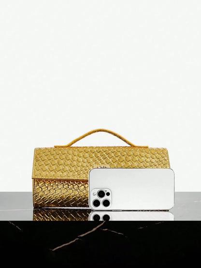 SXY Ladies, Women Top Handle Bag, Woven Bag, Fashionable, Simple, Elegant, Versatile, Classic, Gold, For Classic, Commute, Office, Date, Daily, Shopping, Afternoon Tea, Party, Prom, Club, Date