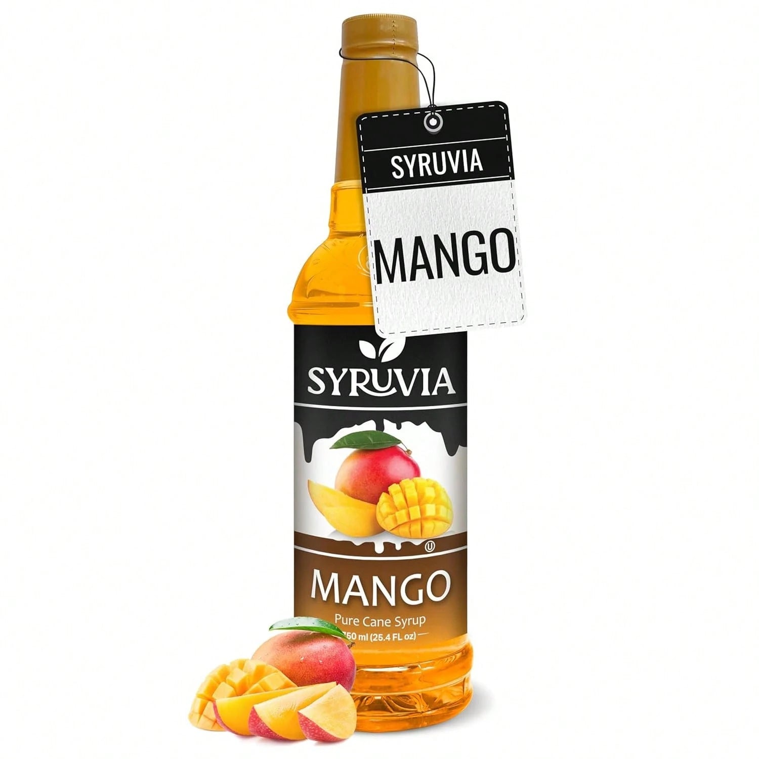 Syruvia Mango Syrup- Premium Flavoring Syrup For Tea, Italian Sodas, Beverages, Desserts, Ice Cream, Cocktails & Mocktails- Kosher, Gluten Free- 25.4 Fl Oz.
