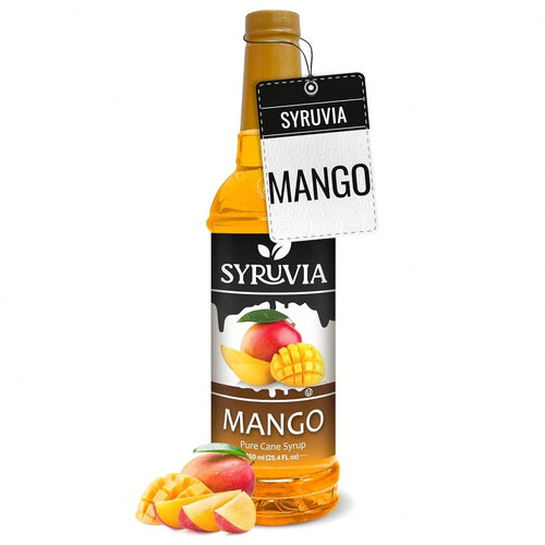 Syruvia Mango Syrup- Premium Flavoring Syrup For Tea, Italian Sodas, Beverages, Desserts, Ice Cream, Cocktails & Mocktails- Kosher, Gluten Free- 25.4 Fl Oz.