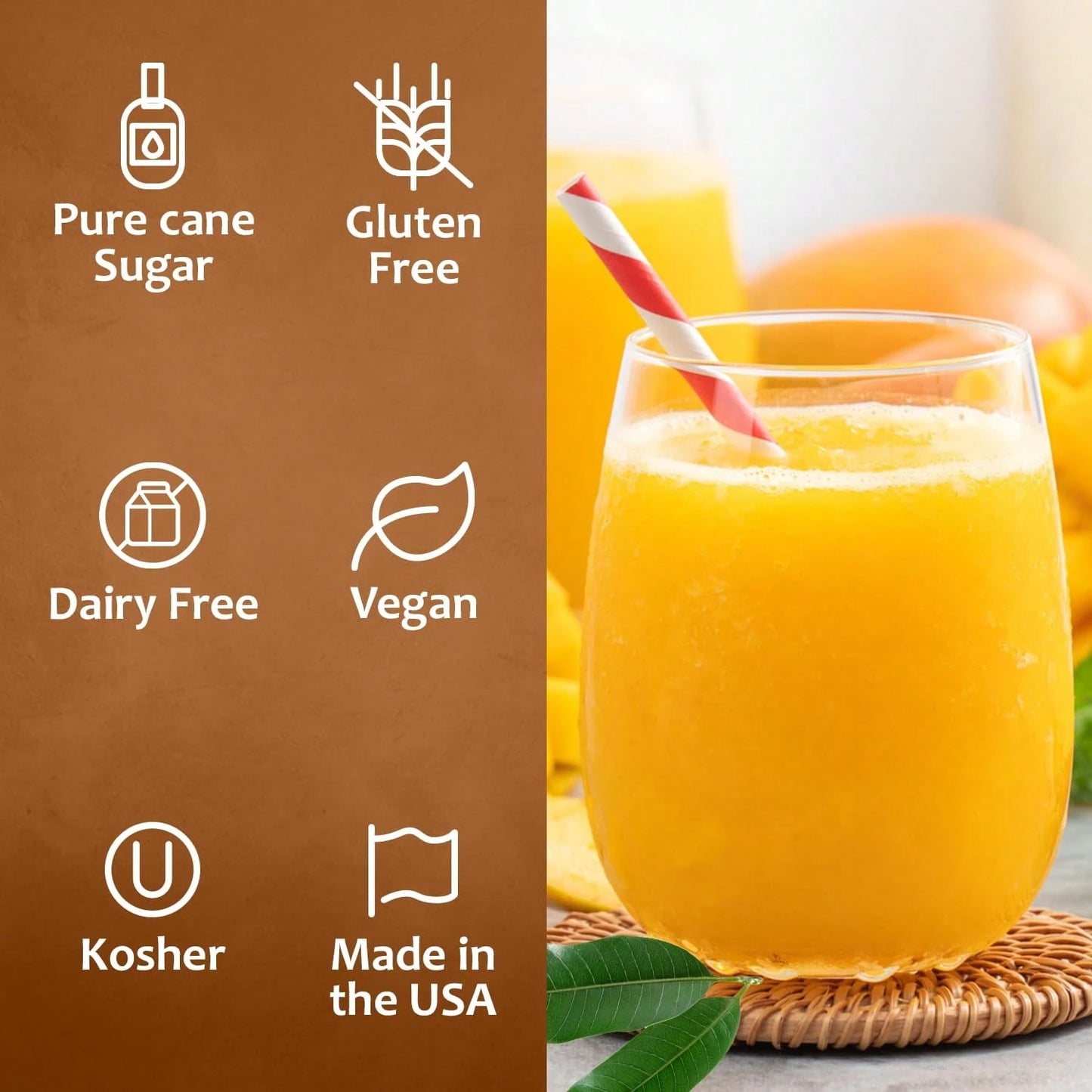 Syruvia Mango Syrup- Premium Flavoring Syrup For Tea, Italian Sodas, Beverages, Desserts, Ice Cream, Cocktails & Mocktails- Kosher, Gluten Free- 25.4 Fl Oz.