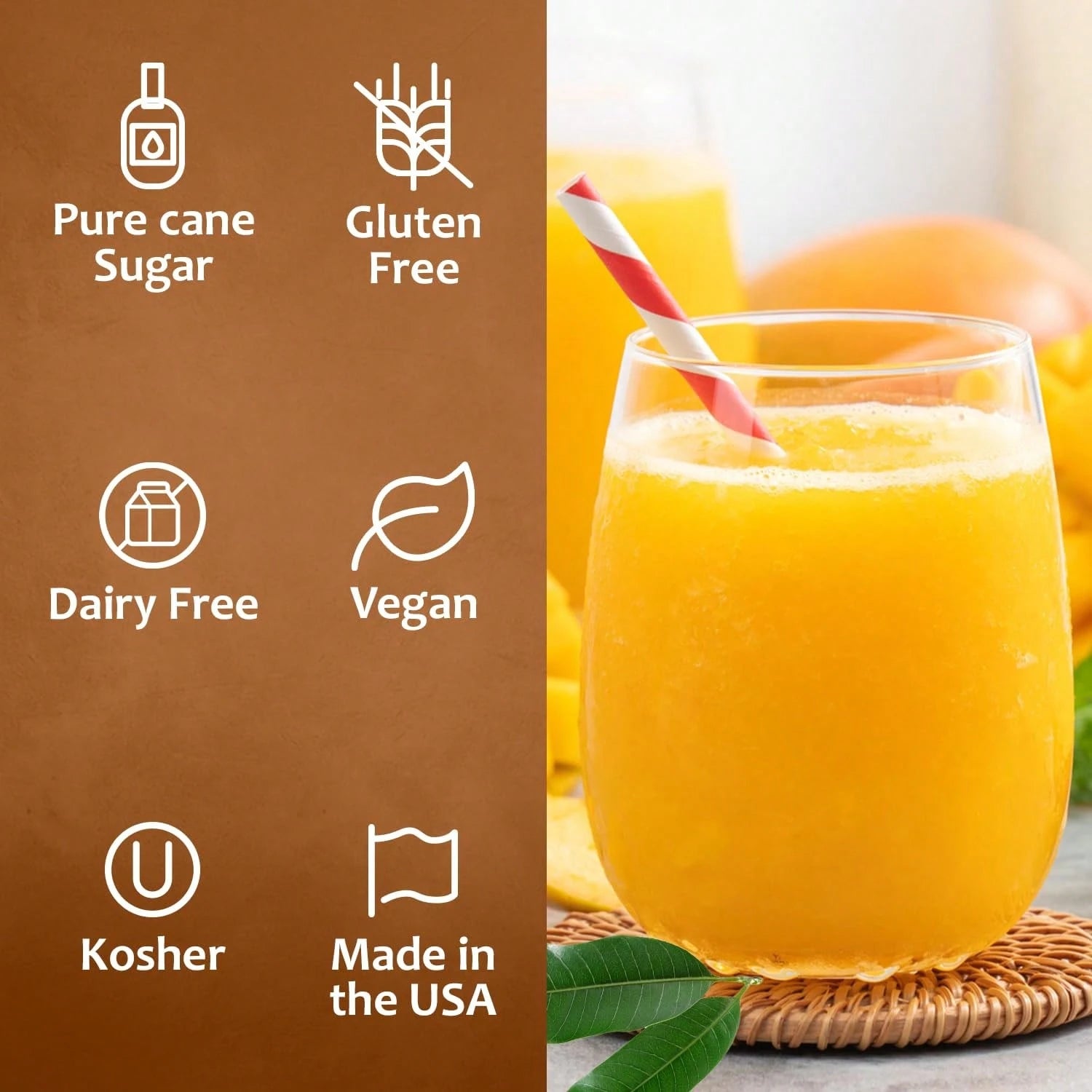Syruvia Mango Syrup- Premium Flavoring Syrup For Tea, Italian Sodas, Beverages, Desserts, Ice Cream, Cocktails & Mocktails- Kosher, Gluten Free- 25.4 Fl Oz.