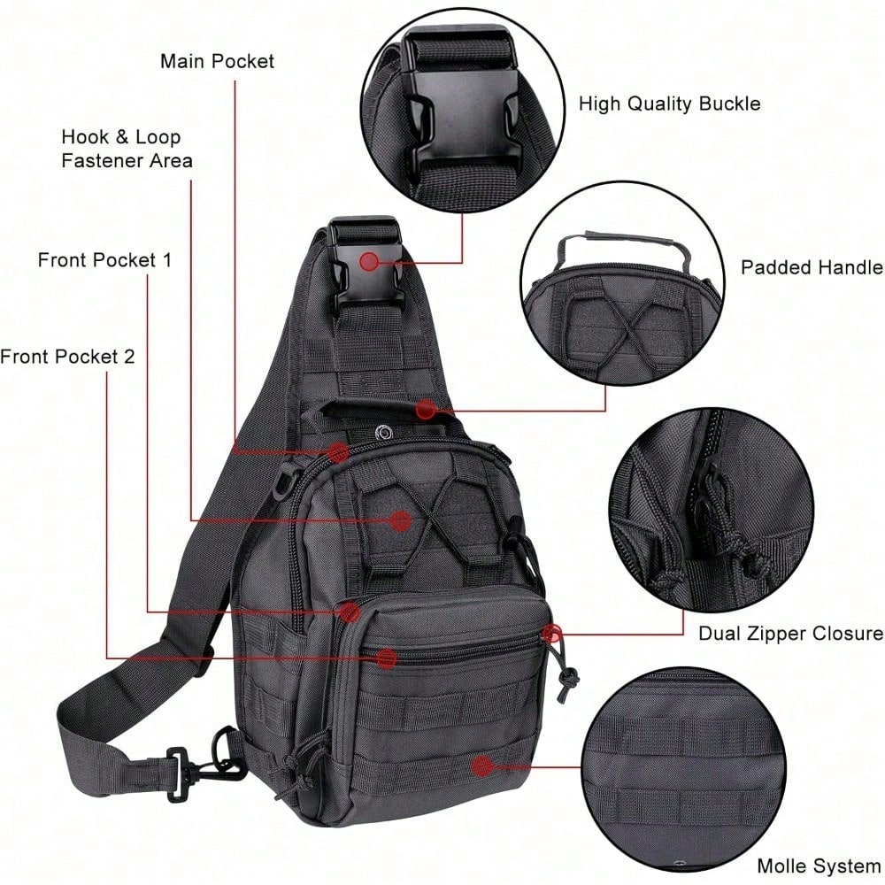 Tactical Backpack, Messenger Bag For Men And Women, Wear-Resistant|Waterproof|Molle|Large Capacity|Sling Shoulder Backpack, Suitable For Outdoor Hiking, Fishing Camping, Daily Carry Chest Bag, Birthda