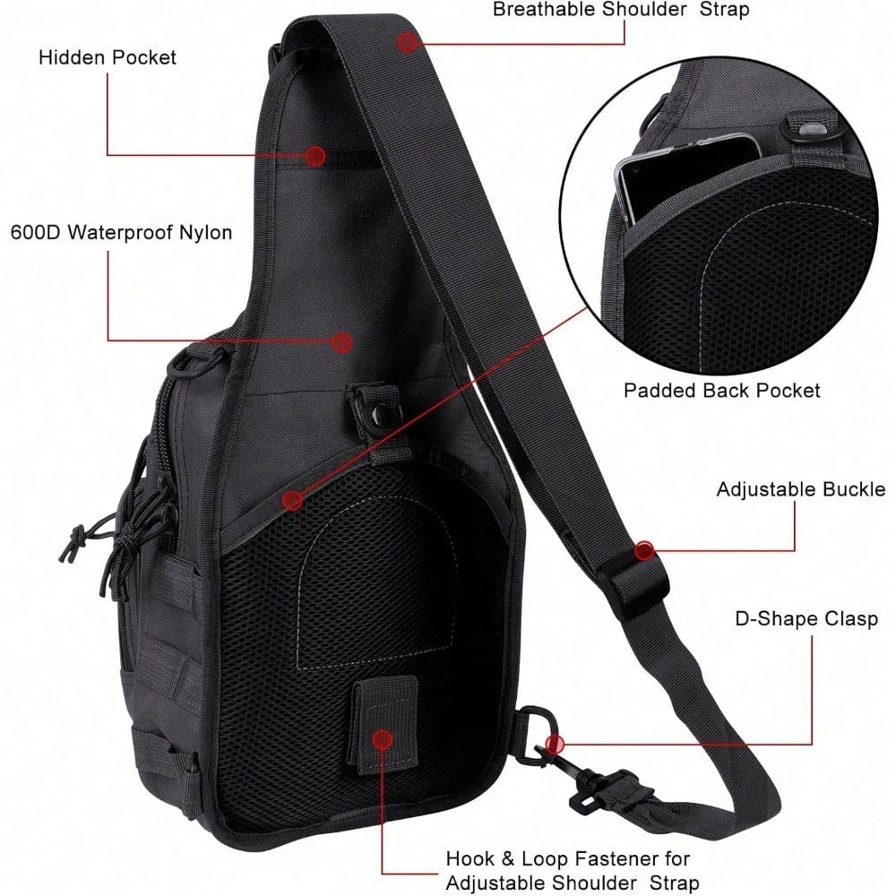 Tactical Backpack, Messenger Bag For Men And Women, Wear-Resistant|Waterproof|Molle|Large Capacity|Sling Shoulder Backpack, Suitable For Outdoor Hiking, Fishing Camping, Daily Carry Chest Bag, Birthda