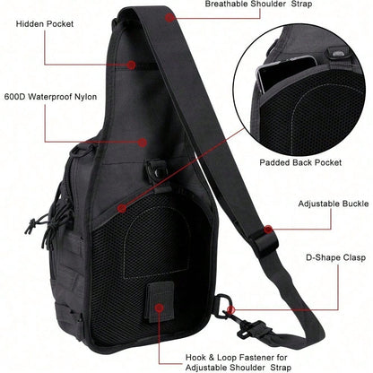 Tactical Backpack, Messenger Bag For Men And Women, Wear-Resistant|Waterproof|Molle|Large Capacity|Sling Shoulder Backpack, Suitable For Outdoor Hiking, Fishing Camping, Daily Carry Chest Bag, Birthda