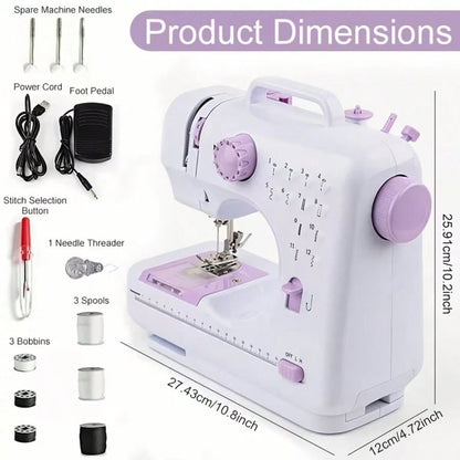 TAIMASI Sewing Machine Portable Mini Electric Sewing Machine For Beginners 12 Built-In Stitches 2 Speed With Foot Pedal,Light, Storage Drawer. Christmas Thanksgiving Holiday Handmade DIY Home Sewing D