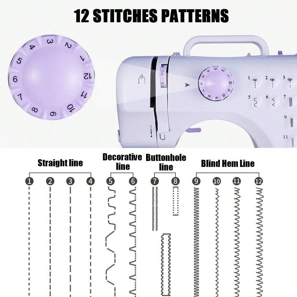 TAIMASI Sewing Machine Portable Mini Electric Sewing Machine For Beginners 12 Built-In Stitches 2 Speed With Foot Pedal,Light, Storage Drawer. Christmas Thanksgiving Holiday Handmade DIY Home Sewing D