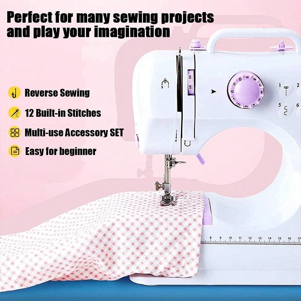 TAIMASI Sewing Machine Portable Mini Electric Sewing Machine For Beginners 12 Built-In Stitches 2 Speed With Foot Pedal,Light, Storage Drawer. Christmas Thanksgiving Holiday Handmade DIY Home Sewing D
