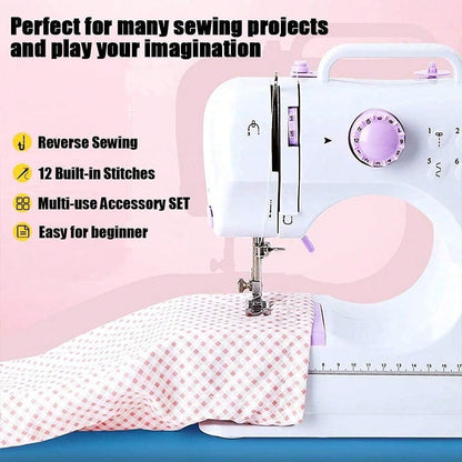 TAIMASI Sewing Machine Portable Mini Electric Sewing Machine For Beginners 12 Built-In Stitches 2 Speed With Foot Pedal,Light, Storage Drawer. Christmas Thanksgiving Holiday Handmade DIY Home Sewing D