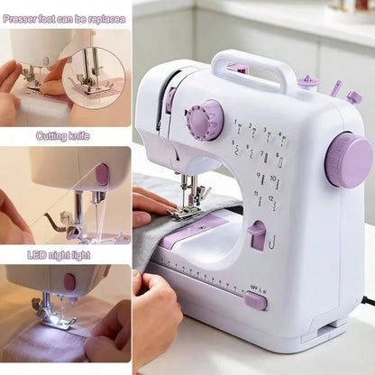 TAIMASI Sewing Machine Portable Mini Electric Sewing Machine For Beginners 12 Built-In Stitches 2 Speed With Foot Pedal,Light, Storage Drawer. Christmas Thanksgiving Holiday Handmade DIY Home Sewing D