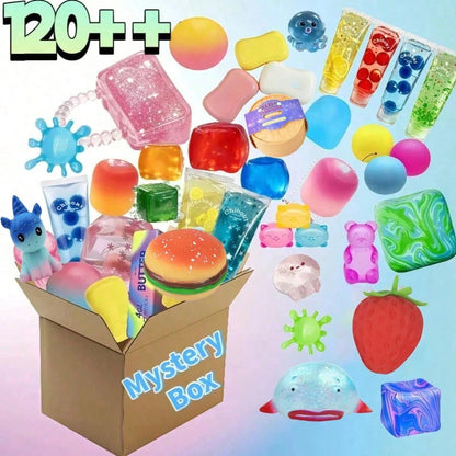 Takara Tomy 1pc Mixed Random Surprise Fidget Toy Box For Kids, Assorted Soft Squishy Squeeze Stress Relief Toys Set, Cute Multi-Shapes Sensory Blind Box, Children Classroom Prize, Boys Girls Birthday