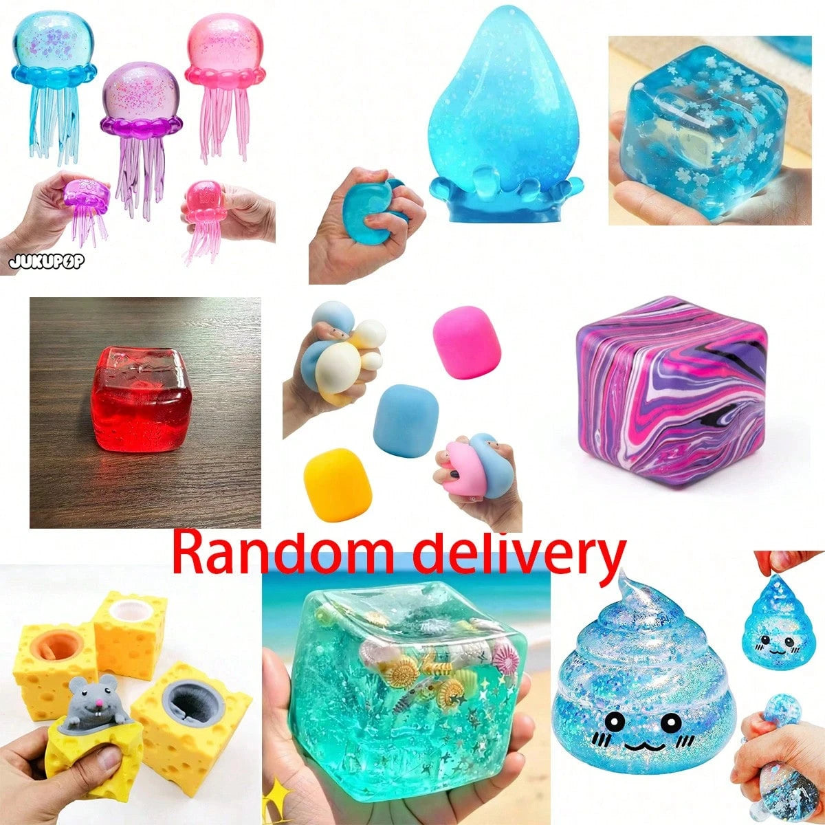 Takara Tomy 1pc Mixed Random Surprise Fidget Toy Box For Kids, Assorted Soft Squishy Squeeze Stress Relief Toys Set, Cute Multi-Shapes Sensory Blind Box, Children Classroom Prize, Boys Girls Birthday