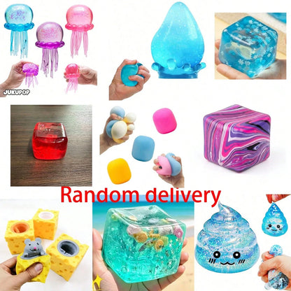 Takara Tomy 1pc Mixed Random Surprise Fidget Toy Box For Kids, Assorted Soft Squishy Squeeze Stress Relief Toys Set, Cute Multi-Shapes Sensory Blind Box, Children Classroom Prize, Boys Girls Birthday